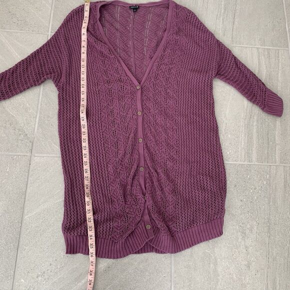 Torrid Purple Loose Knit Long Cardigan Size 1 - Picture 4 of 4